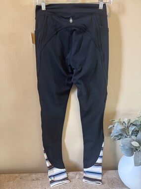 FP Movement by Free People Black Leggings with Striped Cuff